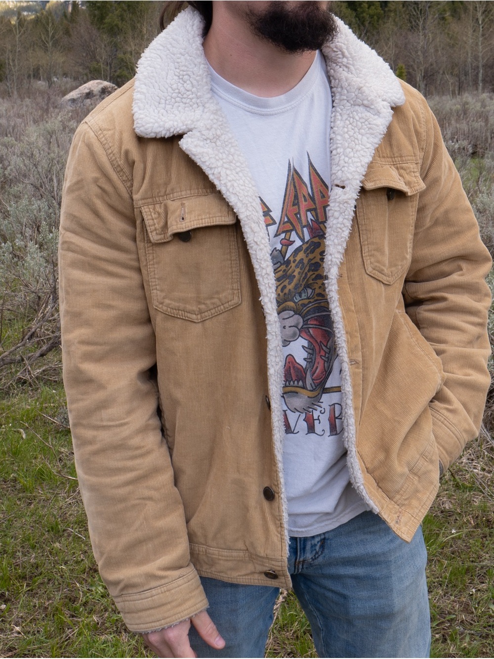 Calvin Klein Sherpa-Lined Corduroy Jacket - Tan